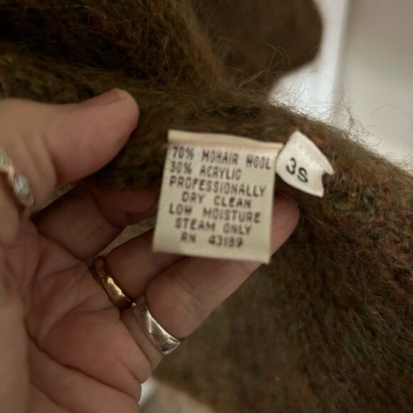 Chunky Brown Multicolor Mohair Cabin Cozy Cardigan Sweater Sz L - Picture 4 of 5